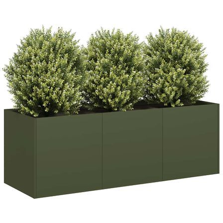 Jardinière vert olive 120x40x40 cm acier laminé à froid