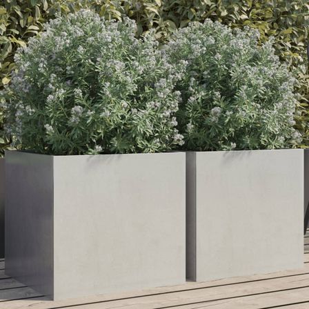 Jardinières 2 pcs argenté 42x40x39 cm acier inoxydable