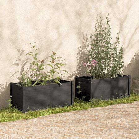 Jardinières 2 pcs Gris 100x50x50 cm Bois de pin massif