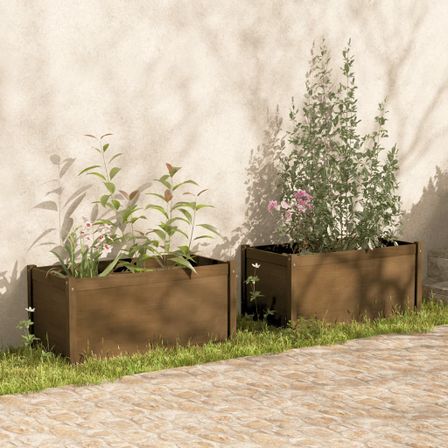 Jardinières 2 pcs Marron miel 100x50x50 cm Bois de pin massif