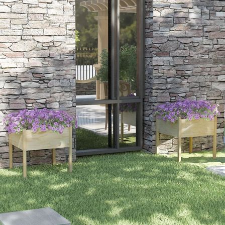 Jardinières d'extérieur 2 pcs 70x70x70 cm Bois de pin massif