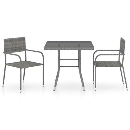 Jeu à dîner de jardin 3 pcs Résine tressée Anthracite et gris