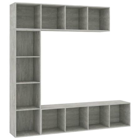 Jeu de bibliothèque/meuble TV 3 pcs Gris béton 180x30x180 cm