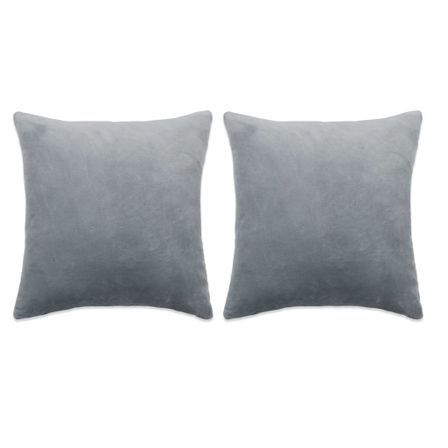 Jeu de coussin 2 pcs Velours 45 x 45 cm Gris 2