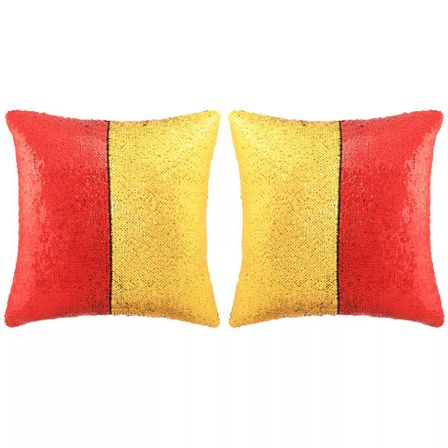 Jeu de coussins avec paillettes 2 pcs 60 x 60 cm Rouge et doré