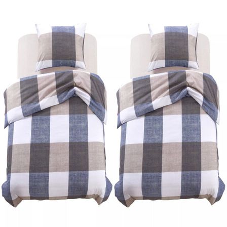 Jeu de housse de couette Carreaux Café 135x200/80x80 cm