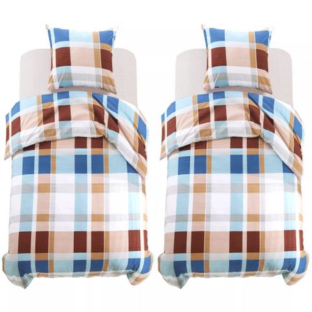 Jeu de housse de couette Carreaux Orange 135x200/80x80 cm