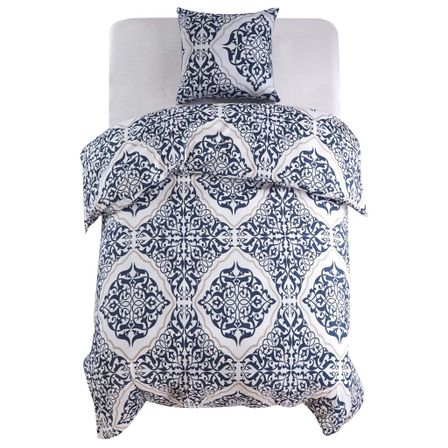 Jeu de housse de couette Classique Bleu 135x200/80x80 cm