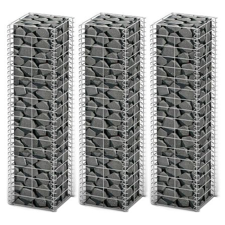 Jeu de panier de gabion 3 pcs Fil galvanisé 25 x 25 x 100 cm