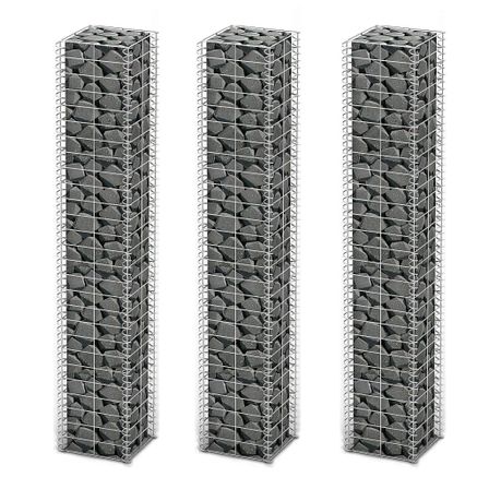 Jeu de panier de gabion 3 pcs Fil galvanisé 25 x 25 x 150 cm