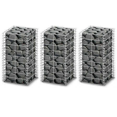 Jeu de panier de gabion 3 pcs Fil galvanisé 25 x 25 x 50 cm