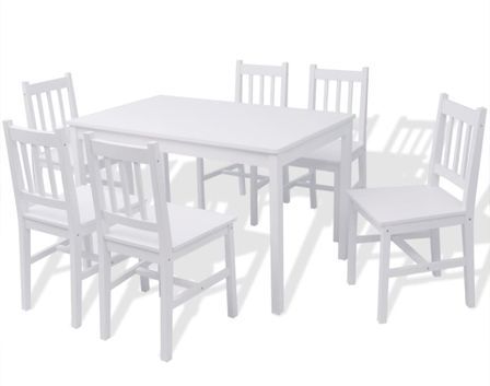Jeu de salle à manger 7 pcs Pinède Blanc