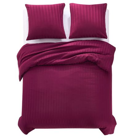 Jeu housse de couette Satin de coton Bordeaux 200x220/80x80 cm