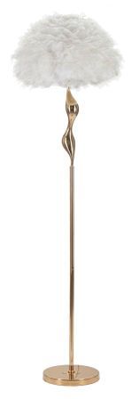 Lampadaire blanc avec abat-jour en plumes SLIM