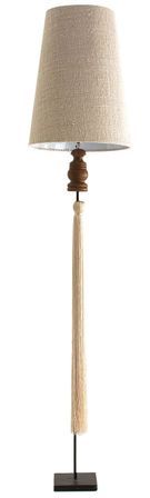 Lampadaire bois massif foncé et résine beige Ysalis