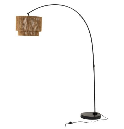Lampadaire cordelette beige et pied métal noir Cintee