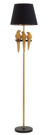 Lampadaire design doré et abat-jour noir élégant PERROQUETS