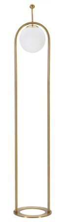 Lampadaire design doré globe verre blanc ARC