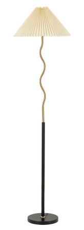 Lampadaire design métal noir et argent avec abat-jour plissé CLOSY