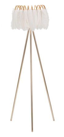 Lampadaire design plumes blanches doré MONA