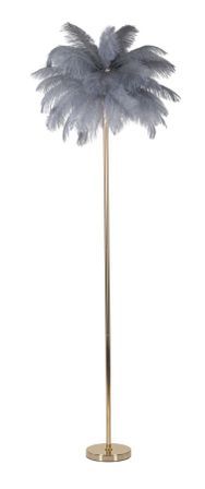 Lampadaire design plumes grises doré PALM