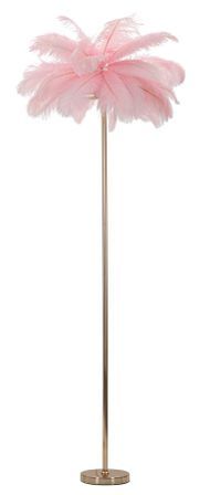 Lampadaire design plumes roses doré PALM