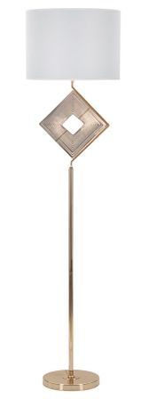 Lampadaire doré géométrique avec abat-jour blanc LARA