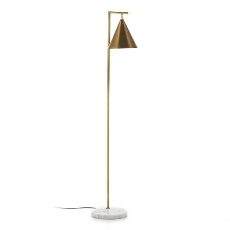 Lampadaire métal doré et socle marbre blanc Ravih
