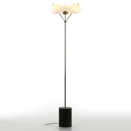 Lampadaire moderne 3 branches verre et métal Kevin H 175 cm