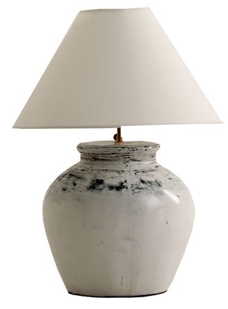 Lampe à poser en terre cuite blanc antique Nina