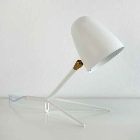 Lampe à poser métal blanc et rotule doré Xéna H 34 cm