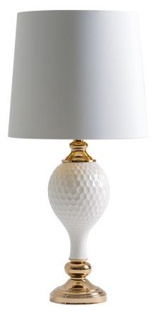 Lampe à poser tissu et céramique blanc Inass