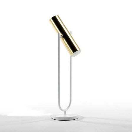 Lampe de bureau métal doré et pied métal blanc Egaly H 53 cm