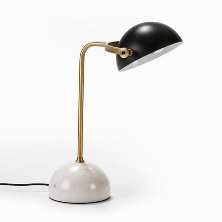 Lampe de bureau noir et marbre blanc et doré Xéna
