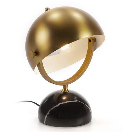 Lampe de table métal doré et pied marbre noir Rangeo