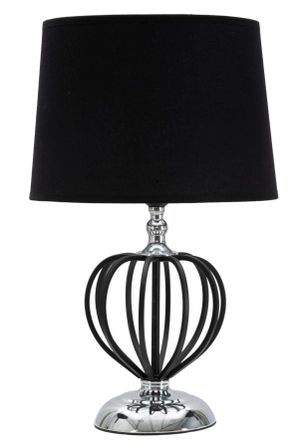 Lampe de table argent foncé métal noir design compact GLAMOUR