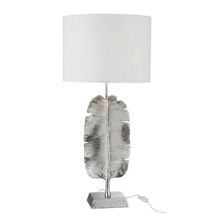 Lampe de table blanc et résine argentée Licia