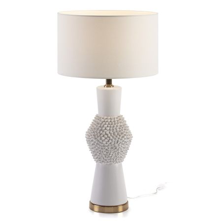 Lampe de table céramique blanc et métal doré Ravel H 61 cm