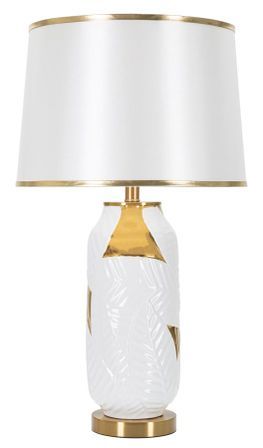 Lampe de table céramique blanche dorée FLORALE