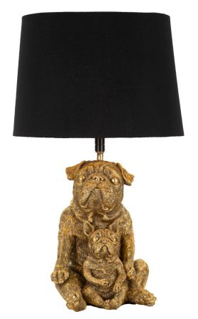 Lampe de table chien doré abat-jour noir SAMY