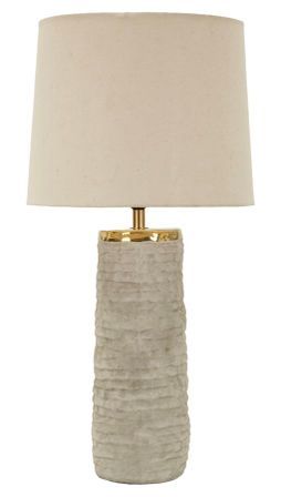 Lampe de table design céramique relief et détails dorés LIMA