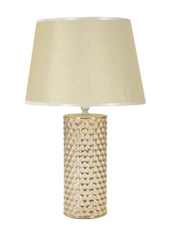 Lampe de table dorée design en céramique dorée et abat-jour blanc GLAM