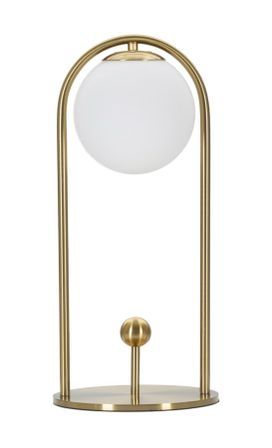 Lampe de table dorée globe verre blanc ARC