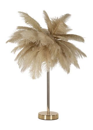 Lampe de table en métal doré et plumes blanches élégante PALM