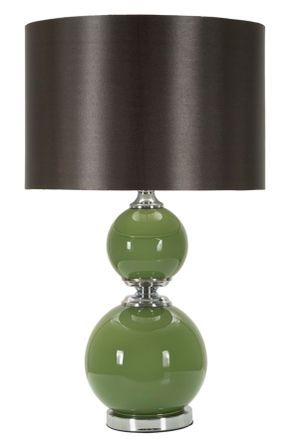 Lampe de table Eva Deux en verre vert et abat-jour velours noir