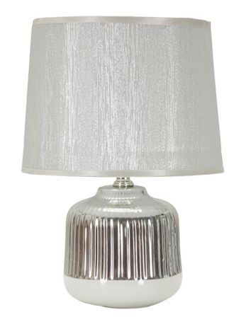 Lampe de table Lucina blanc argent design géométrique élégant