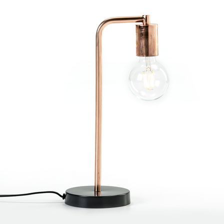 Lampe de table métal cuivré et socle gris Tyanah H 37 cm