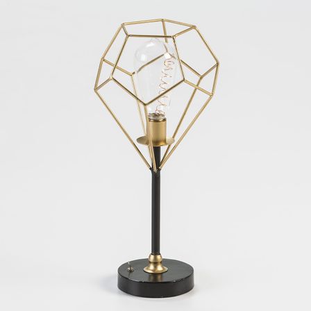 Lampe de table métal doré et socle noir H 41