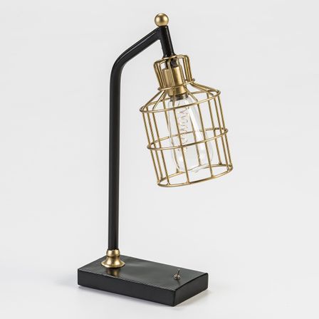 Lampe de table métal doré et socle noir Miali H 43