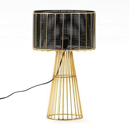 Lampe de table noir et pied métal doré Anissa H 53 cm